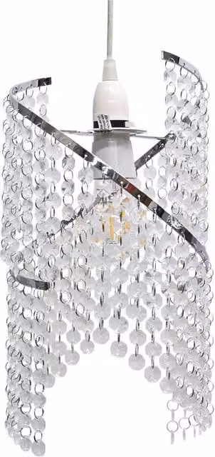 First Choice Lighting Canna Twist Jewelled Cylinder Pendant Shade in Clear Glass and Crystal – 1