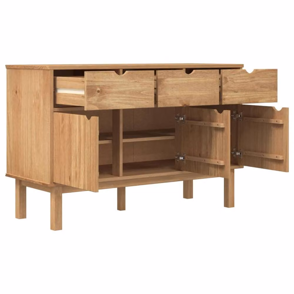 Berkfield Home OTTA Sideboard in Brown Solid Pine Wood, W/D/H: 114 x 43 x 73.5 cm – 3