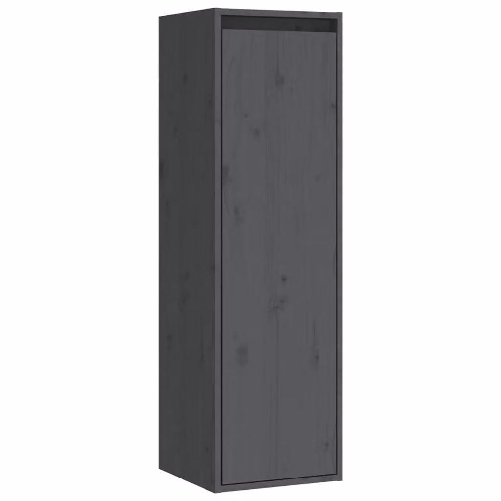 Berkfield Home Set of 2 Grey Solid Pinewood Wall Cabinets, W/D/H: 30 x 30 x 100 cm – 3