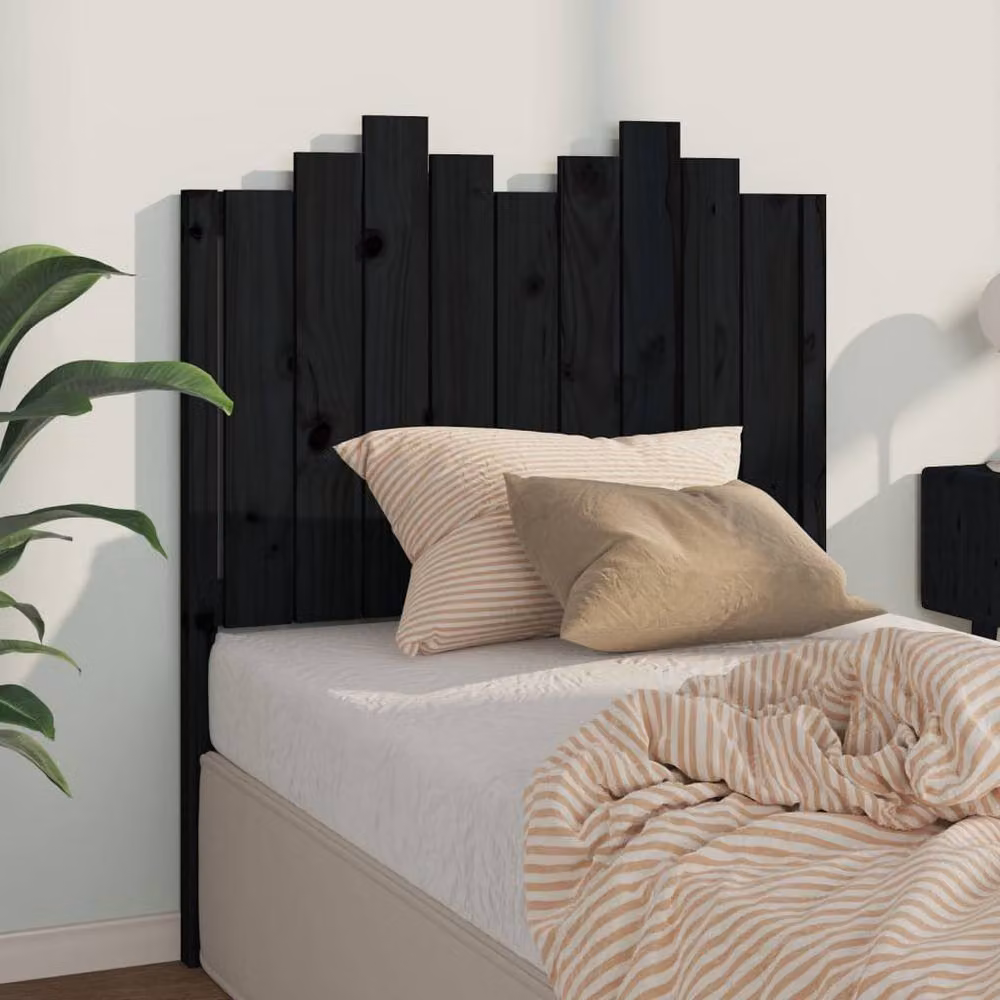 Berkfield Home Black Rustic Solid Pine Wood Bed Headboard W/D/H: 96 x 4 x 110 cm – 2