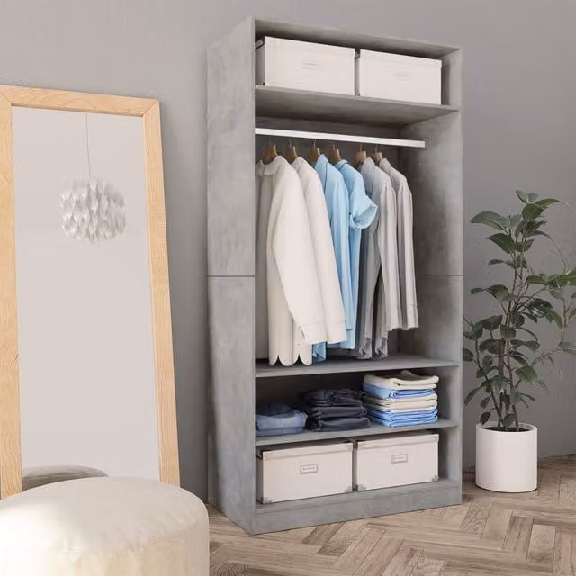 Berkfield Home Modern Wardrobe in Concrete Grey, W/D/H: 100 x 50 x 200 cm – 1