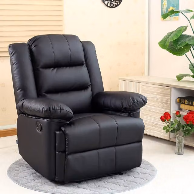 More4Homes Loxley Manual Recliner Armchair in Black Synthetic Leather – 4