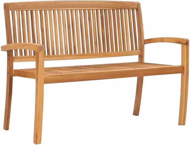 Berkfield Home 2-Seater Stacking Garden Bench in Brown Solid Teak Wood, Width: 128.5 cm – 1