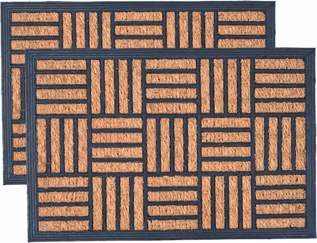 Nicola Spring Heavy Duty Mosaic Door Mats, Black, Pack of 2, W: 60 cm, D: 40 cm, H: 1.5 cm – 6