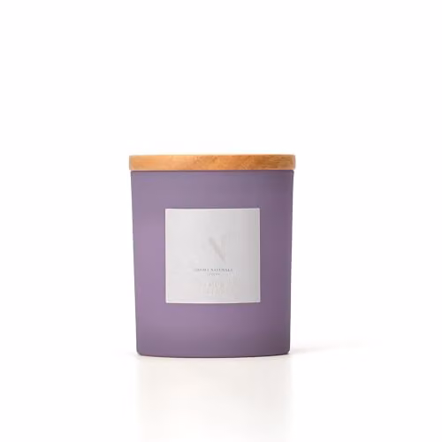 Aroma Naturals Frosted Decadence Scented Candle, Pink Cherry & Vanilla Scent in a Purple Transparent Glass Jar