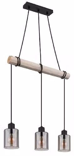 GLOBO Hadera Bar Pendant Light with Black Wood and Smoke Glass Shades – 1