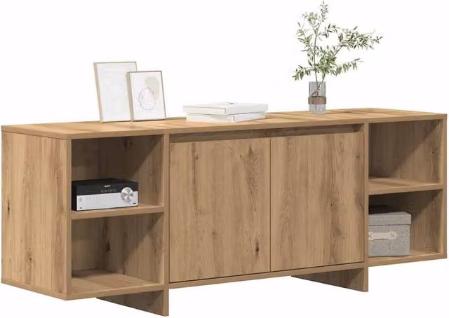 Berkfield Home Artisan Oak TV Cabinet in Brown, W/D/H: 130 x 35 x 50 cm – 1