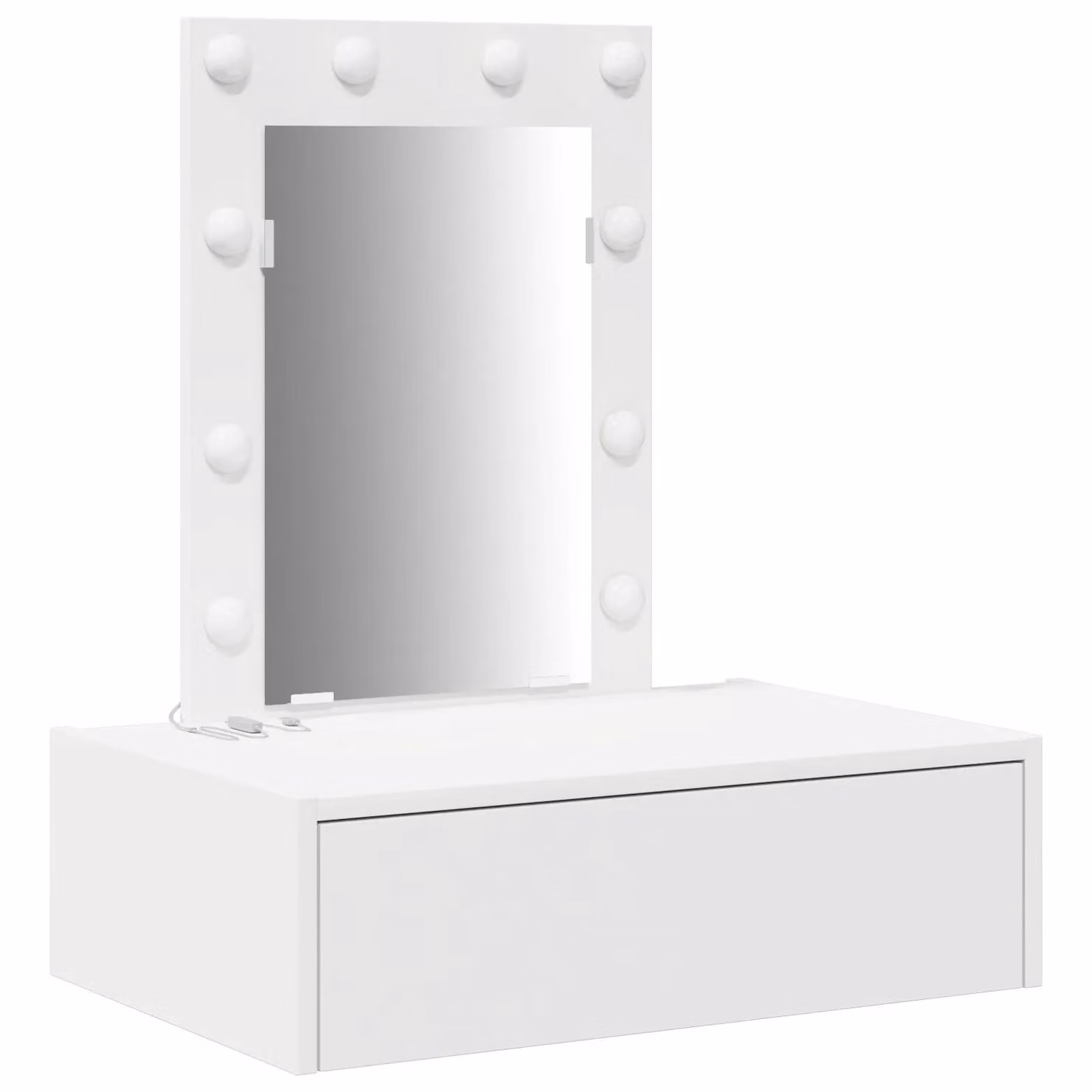 Berkfield Home Wall Hanging Dressing Table with Hollywood LED Lights, White, W/D/H: 70 x 40 x 60 cm – 2
