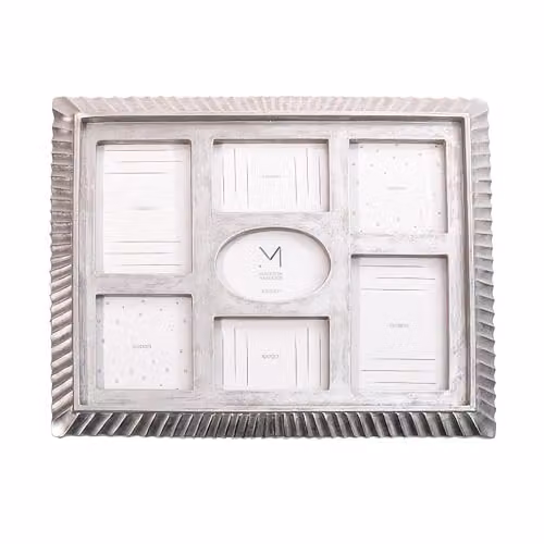 Madison & Mayfair Art Deco Silver Metal Rectangular Collage Photo Frame, H 55.3 x W 43.5 x D 7.0 cm