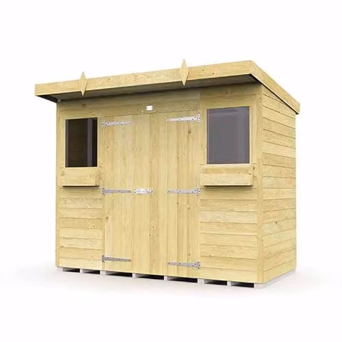 Buttercup Farm Rustic Wood Pent Summer Shed in Brown, W: 243 cm, D: 118 cm, H: 201 cm