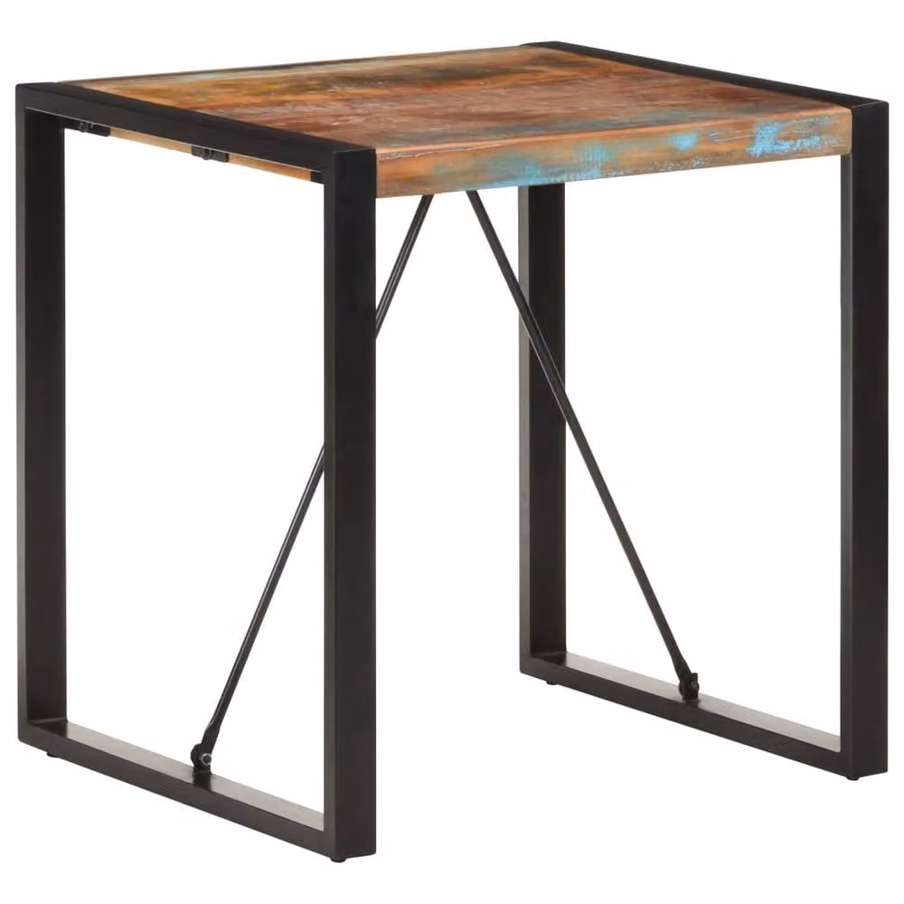 Berkfield Home Industrial Square Dining Table in Black Solid Reclaimed Wood, W/D/H: 70 x 70 x 75 cm – 2