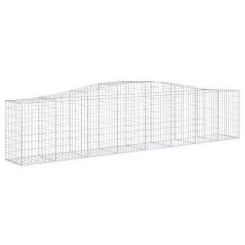 vidaXL 2x Arched Gabion Basket Mesh Wire Stone Cage for Outdoor Gardens and Retaining Walls, Galvanised Iron, Silver, W: 400 cm, D: 50 cm, H: 80/100 cm