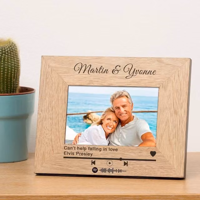 Uniqueful Personalised Our Song Wood Picture Frame, Brown, W/H: 17.8 x 12.7 cm