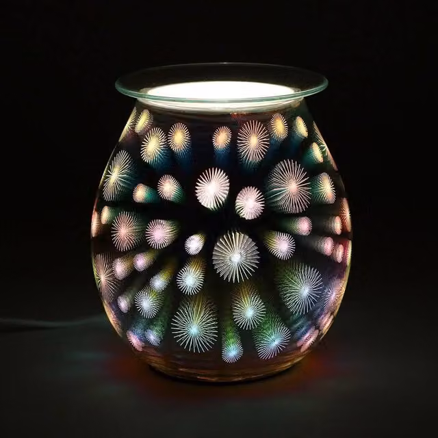 Uniqueful 3D Starburst Electric Oil Burner, Multicolour Glass Tabletop Geometric Light