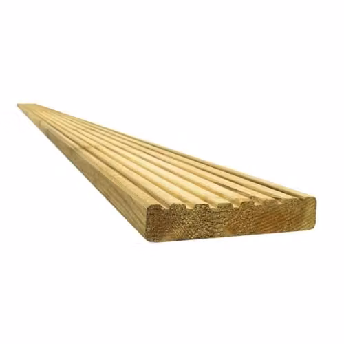 Snowdon Timber Treated Reject Decking Board, Natural Brown, W: 144mm, H: 27mm, L: 3.6m