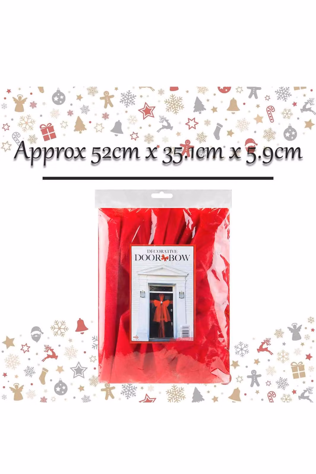 VFM e-Store Red Christmas Door Bow Decoration, W/D/H: 52 x 35.1 x 5.9 cm – 2