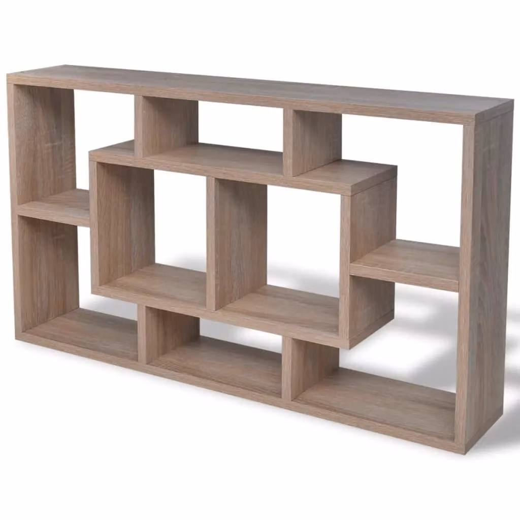 Berkfield Home Floating Wall Display Shelf with 8 Compartments in Brown Oak Colour – 2