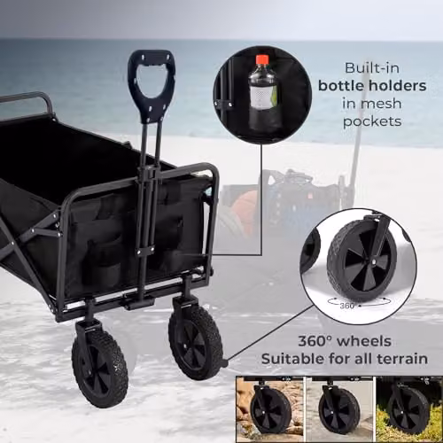 Neo Heavy Duty Large Capacity Foldable Collapsible Garden Trolley Cart, Black, W/D/H: 88.0 x 75.0 x 46.0 cm – 5