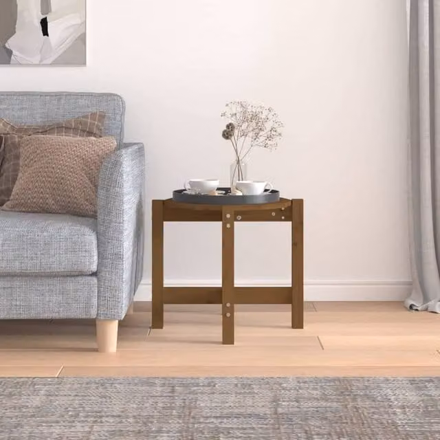 Berkfield Home Beautiful Round Solid Wood Pine Coffee Table in Honey Brown, Diameter: 52.5 cm, Height: 45 cm