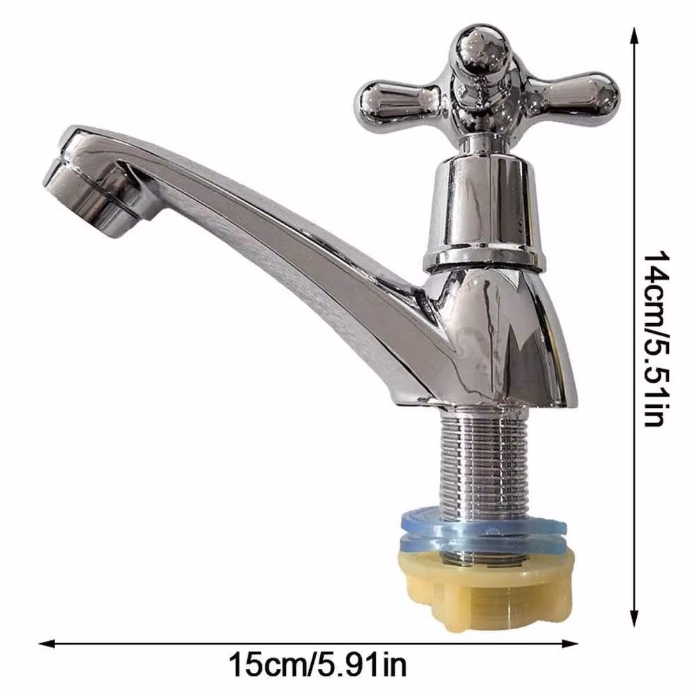 FLAVORA Twin Taps Set Hot and Cold Pair in Silver Chrome, W: 520 mm – 2