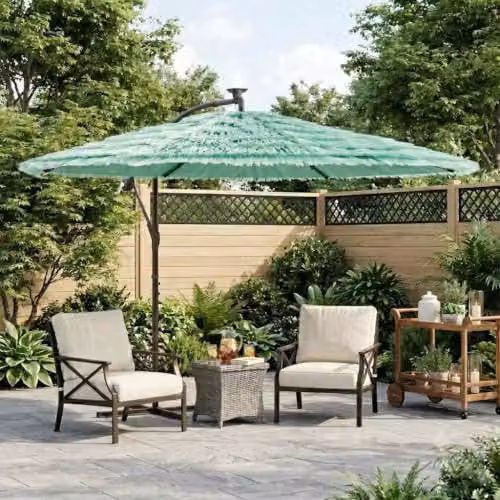 vidaXL Garden Parasol with Steel Pole and Polyester Canopy, Green, W: 290 cm, D: 290 cm, H: 238 cm – 2