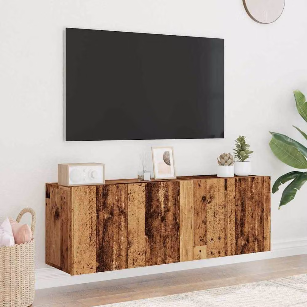Berkfield Home Wall-mounted TV Cabinets in Old Wood Brown, 2 Pieces, W/D/H: 60 x 30 x 41 cm – 3