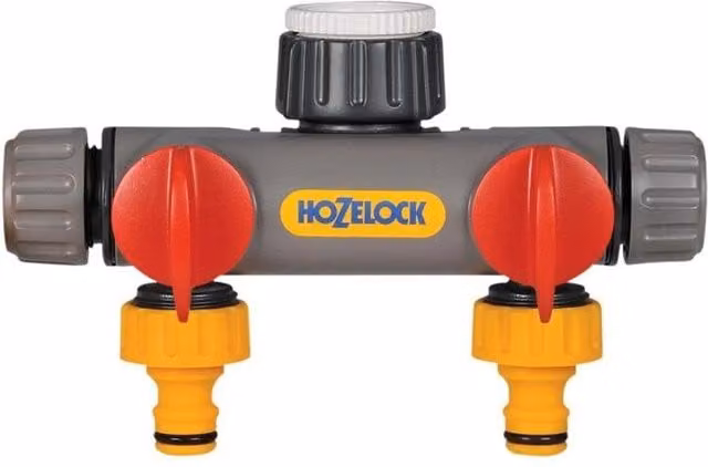 Hozelock 2-Way Tap Connector 1/2 inch to 1 inch BSP with Flow Control