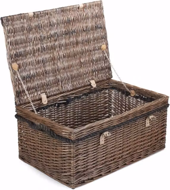 Red Hamper Wicker Picnic Basket in Grey with Antique Wash, 62 cm – 1