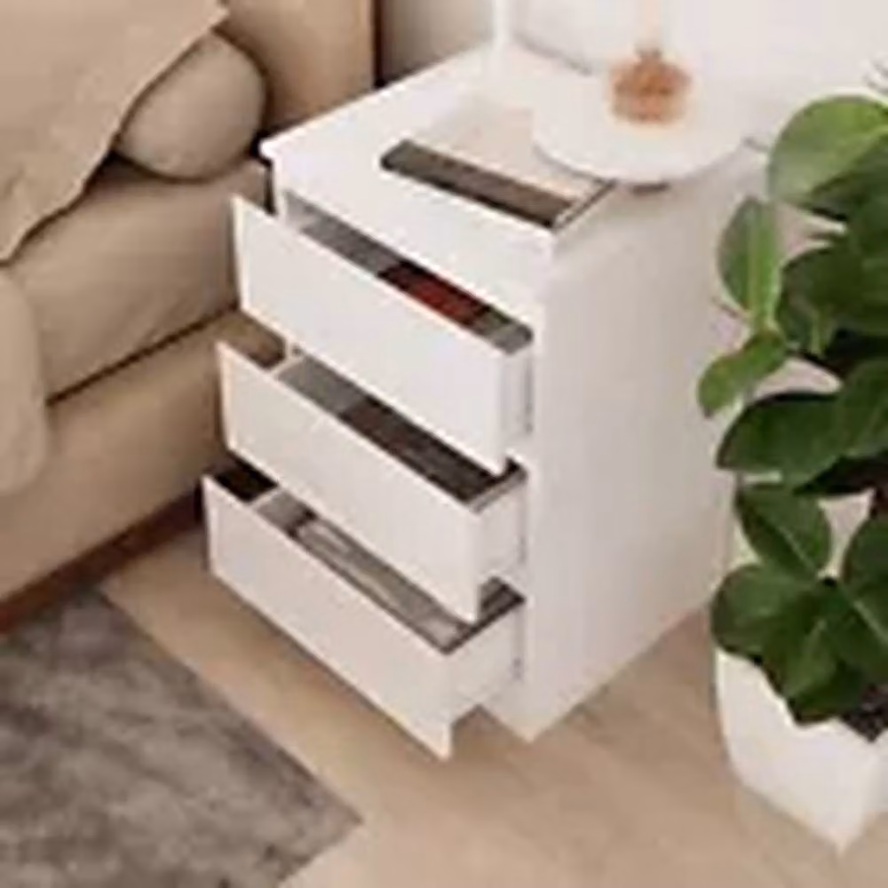 Havendro White Glossy 3 Drawer Wooden Bedroom Chest Cabinet H 61.5 x W 40 x D 35 cm – 2