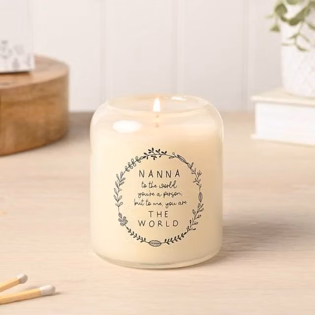 Moments Nanna Small Floral Tabletop Candle in Beige