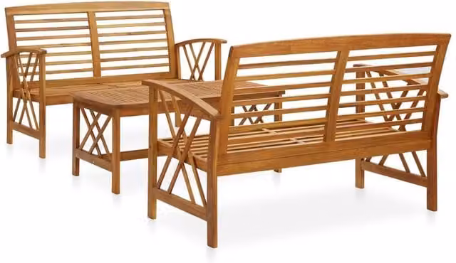 Berkfield Home 3 Piece Garden Lounge Set in Brown Solid Oiled Acacia Wood