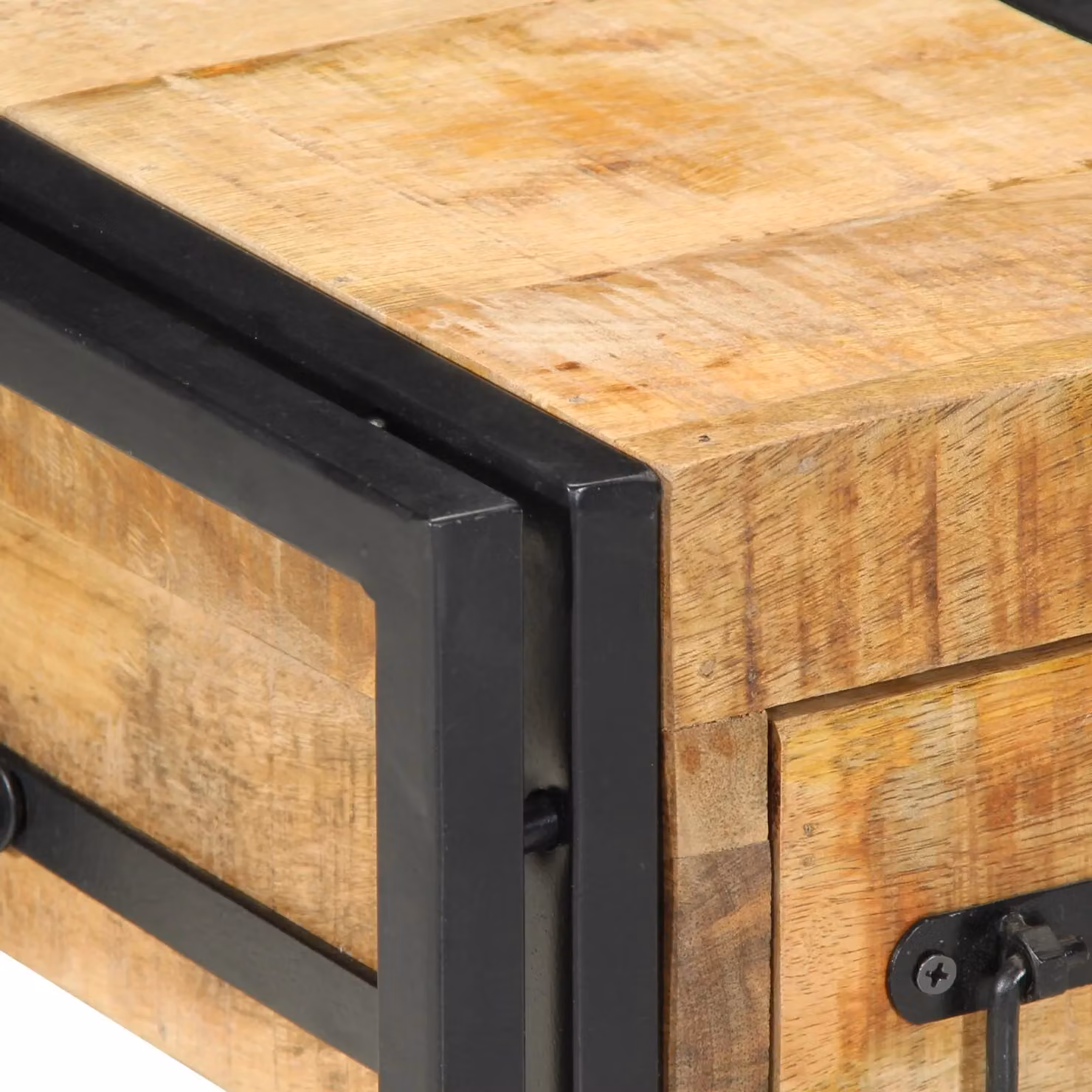 Berkfield Home Modern Nightstand in Brown Solid Mango Wood W/D/H: 40 x 40 x 40 cm – 4