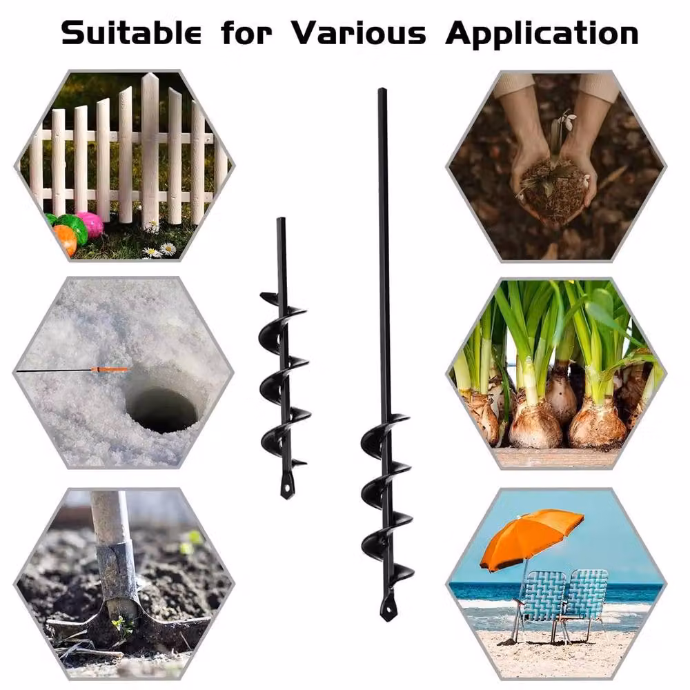 NESTLUNE Black Garden Auger Spiral Drill Bit for Planting, W/D/H: 100 x 45 cm – 3