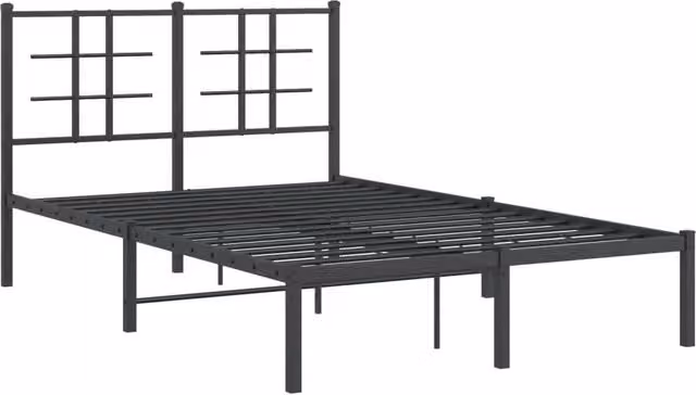 Berkfield Home Metal Bed Frame with Headboard in Black, Small Double, W/D/H: 120 x 200 cm – 1