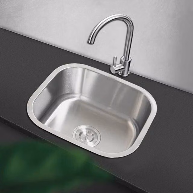 EONLION Square Stainless Steel Undermount Kitchen Sink in Silver, W: 100 cm x D: 300 cm – 1