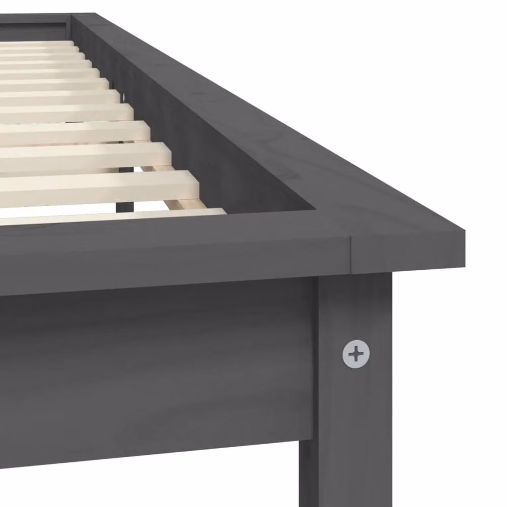Berkfield Home Modern Solid Pine Bed Frame, Grey, W: 140 cm, L: 190 cm – 2