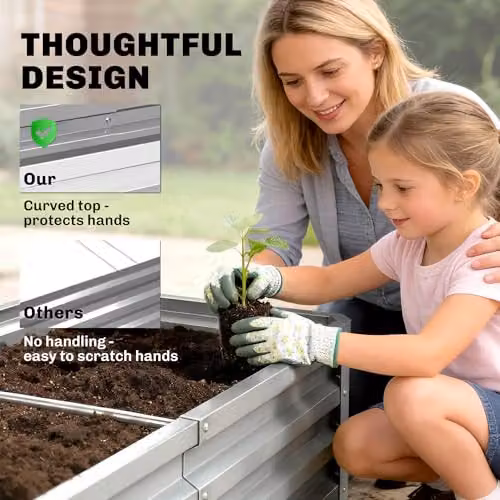 Outsunny 216L Raised Garden Bed in Silver Galvanised Steel, W/D/H: 120 x 60 x 30.5 cm – 5