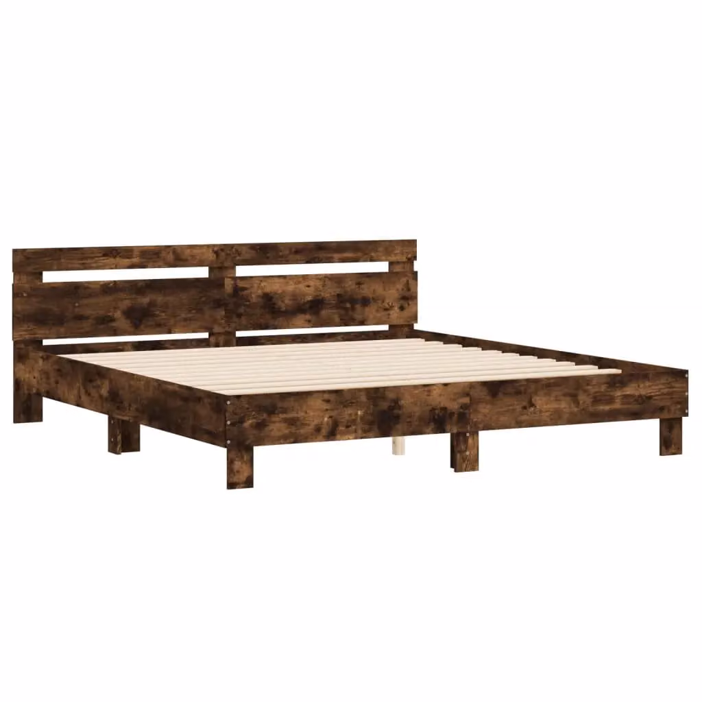 Berkfield Home Smoked Oak Bed Frame in Brown, W/D/H: 160 x 200 cm – 2