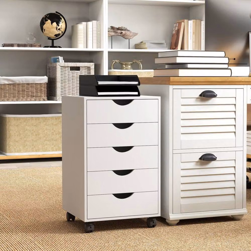 KORVIXA White Vertical Rolling Under Desk Drawer in Warm White – 3
