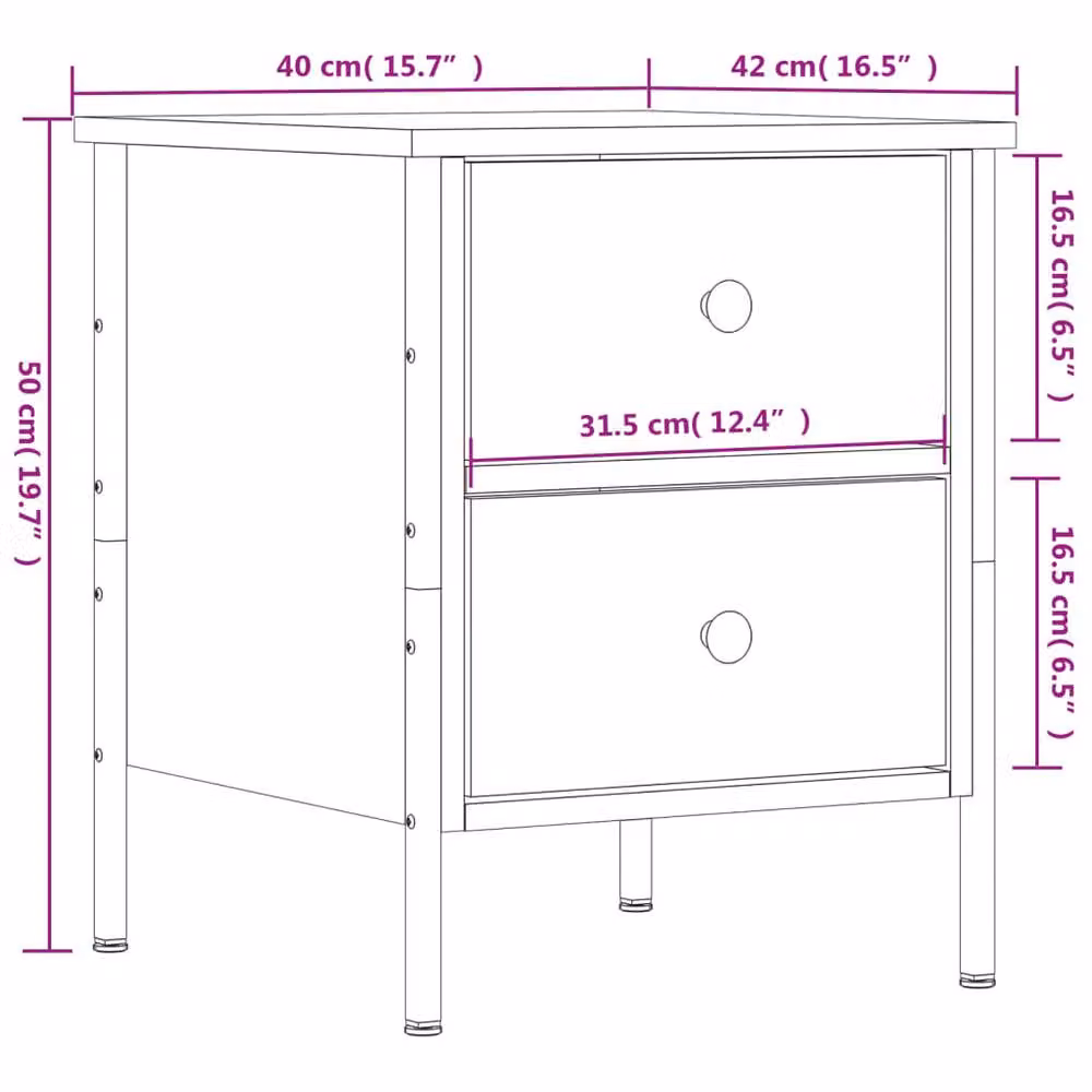 Berkfield Home Black Bedside Cabinet W/D/H: 40 x 42 x 50 cm – 6