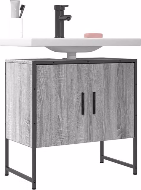 Berkfield Home Wall Mounted Bathroom Sink Cabinet in Grey, W/D/H: 60 x 33 x 60 cm – 1