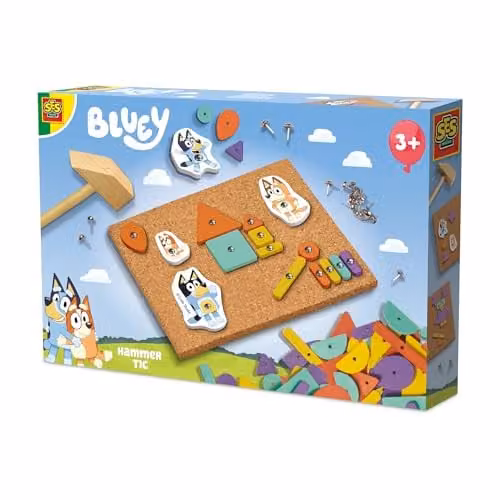 SES Creative Bluey Tap Tap Hammer and Tap Set with Multicolour Wooden Shapes – 1