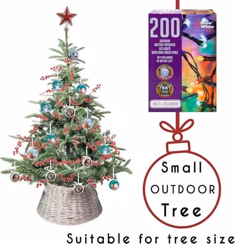 PMS VFM 200 LED Battery Operated Multicolour Christmas String Lights with Timer for Indoor and Outdoor Use – 8