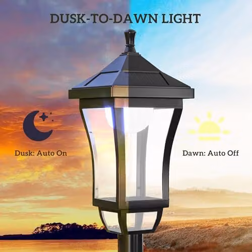 Outsunny Solar LED Garden Lamp Post Light, Cool White, Black, IP44 Waterproof, Height: 127 cm – 3