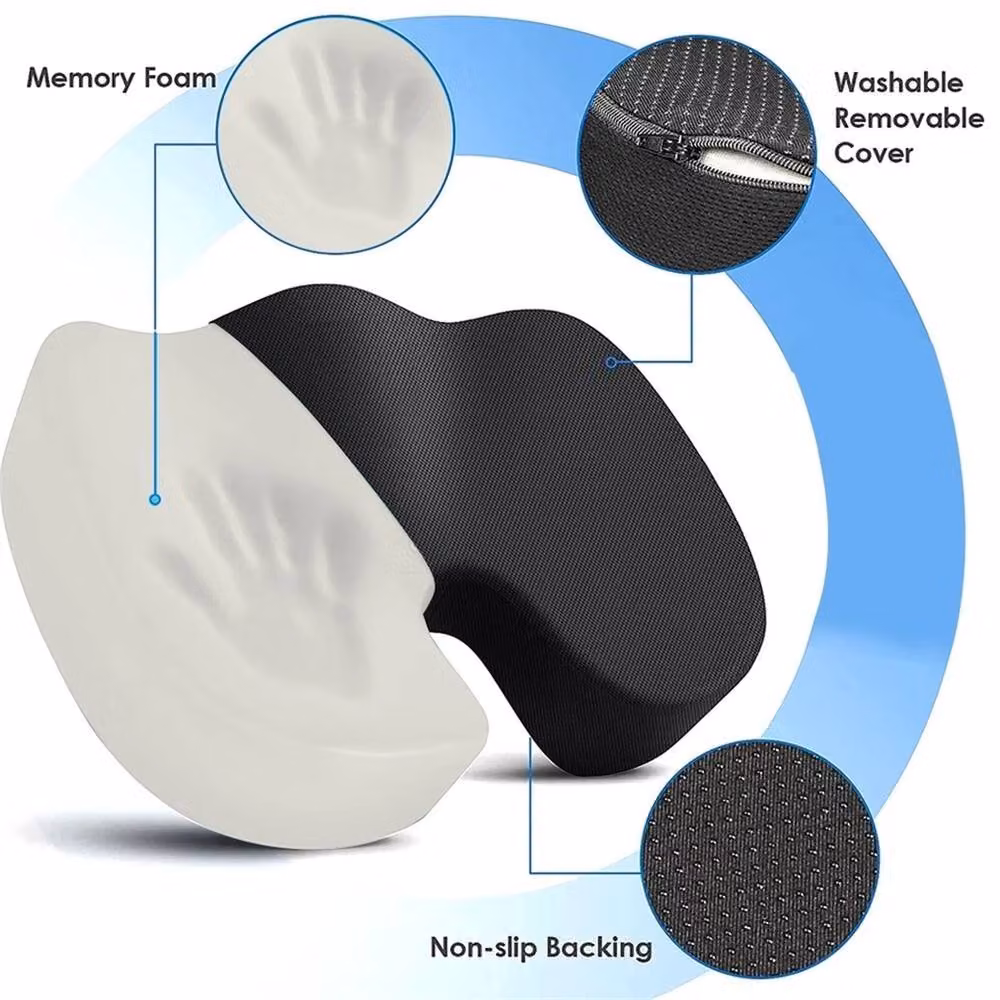 VOGREX Orthopaedic Memory Foam Wedge Seat and Back Cushion for Coccyx Pain Relief in Black – 3