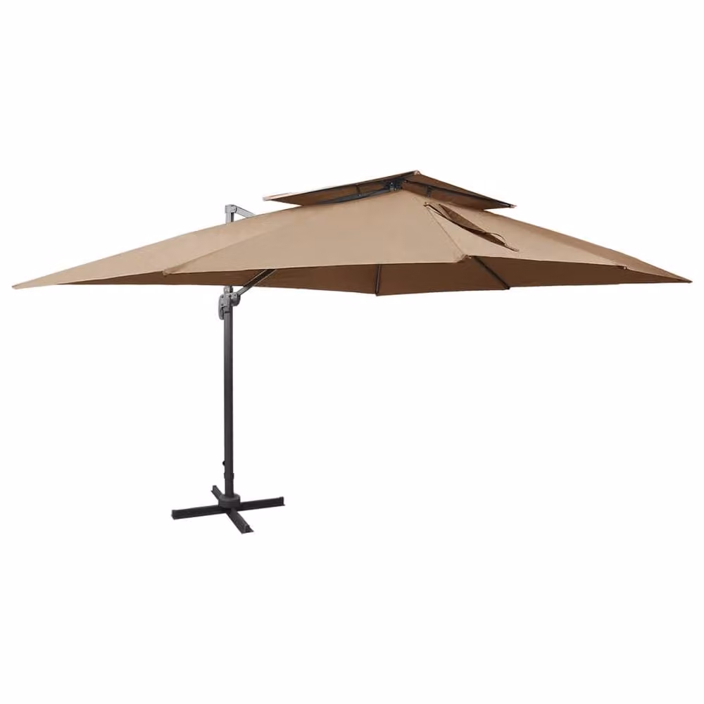Berkfield Home Durable Cantilever Garden Parasol with Double Top in Beige, W/D/H: 400 x 300 x 274 cm – 2