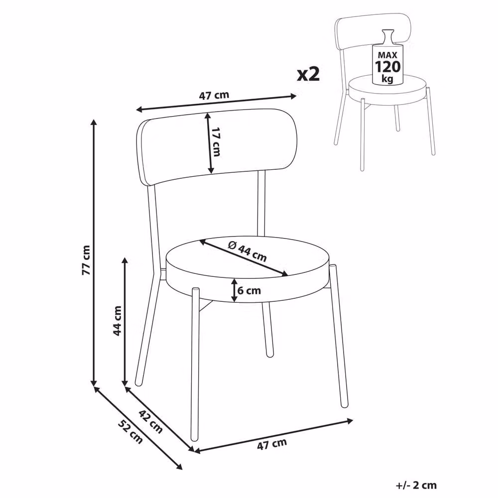 Wyld and Coco Black Bouclé Dining Chairs Set of 2 with Matt Metal Legs – 3
