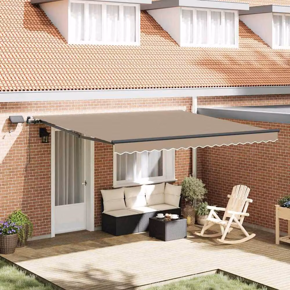 Berkfield Home Manual Retractable Wall-Mounted Awning with LED, Beige, W: 400 cm, D: 300 cm – 2