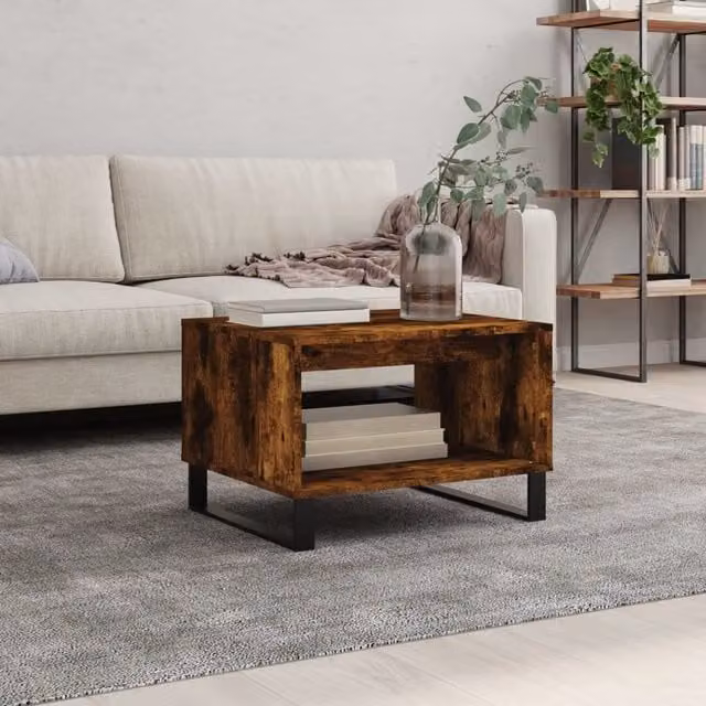 Berkfield Home Smoked Oak Coffee Table in Brown, W/D/H: 60 x 50 x 40 cm – 1