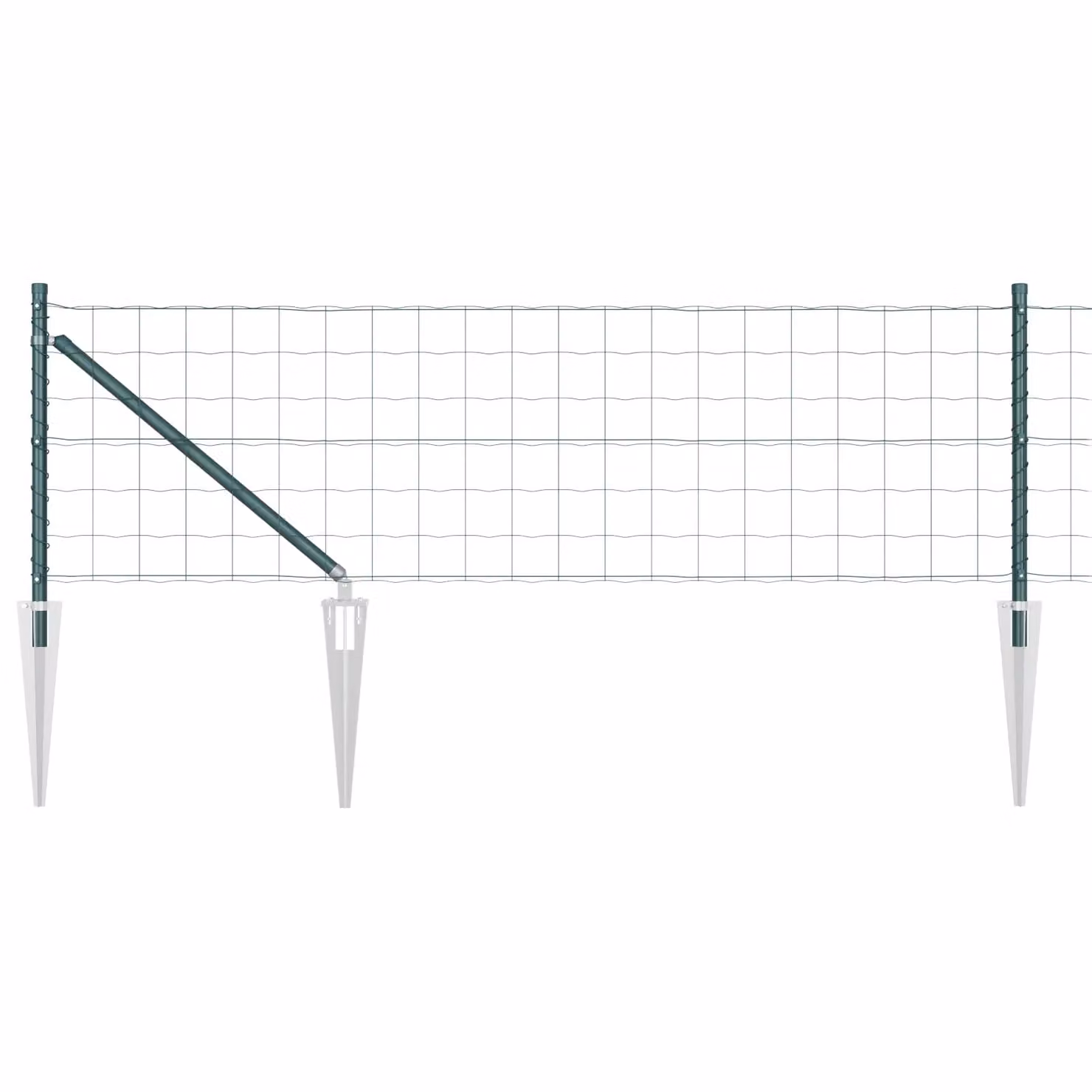 Berkfield Home Euro Fence with 13 Spike Posts, Galvanised Steel, Green and Silver, W: 25 m, H: 0.6 m – 2